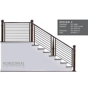 Horizontal Slat Steel Railing Modern Stair Handrail 