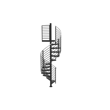 48"D Horizontal 3/4" Welded Infill Non-Code Spiral Stair Kit - Primed Steel - 85"H - 152"H