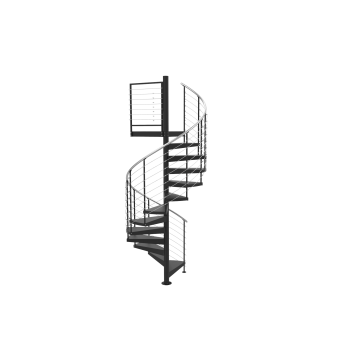 60"D Horizontal 1/4" Stainless Infill Code Compliant Spiral Stair Kit - Primed Steel - 85"H - 152"H