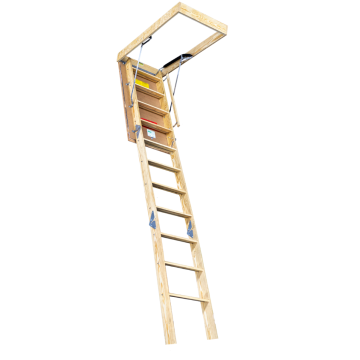 American Stairways Husky 655 Plus Wood Attic Ladders - 375 lbs Capacity