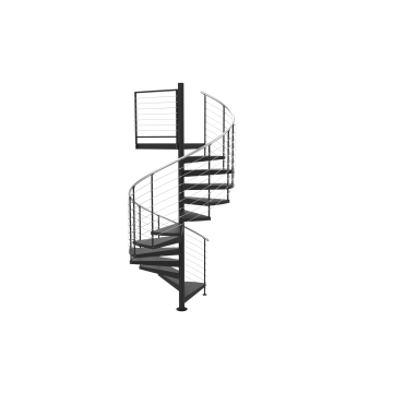 72"D Horizontal 1/4" Stainless Infill Code Compliant Spiral Stair Kit - Primed Steel - 85"H - 152"H