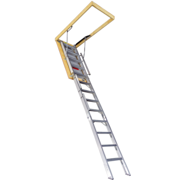 American Stairways Husky 800 and 1200 Series Aluminum Attic Ladders - 375 lbs Capacity