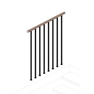 Balcony Rail with Wood Straight Handrail