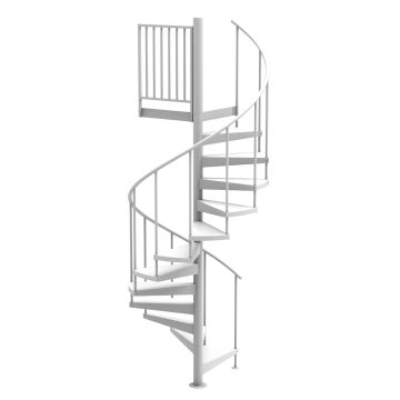 White 60"D Endurance Non-Code Spiral Stair Kit - Powder Coated Aluminum - 85" - 152"