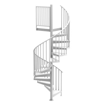 White 60"D Endurance Code Compliant Spiral Stair Kit - Powder Coated Aluminum - 85" - 152"