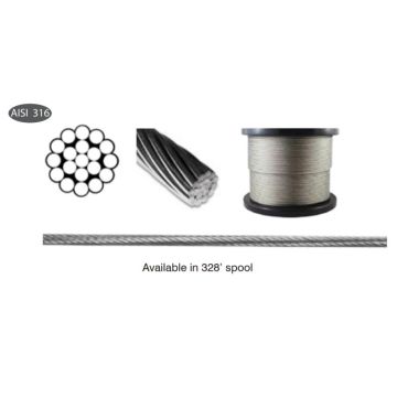 House of Forgings AX00.040.215.B.M 328' AISI 316 Stainless 1x19 Cable - 4mm