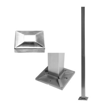 House of Forgings AX20.001.010.A.SP Floor Mounted Square Post with Flange Cover