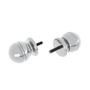 1-1/2" Ball End Stop Kit for Library Ladder Rails (1 Pair)  - Chrome Finish
