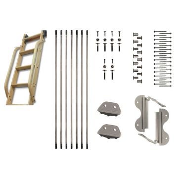 Quiet Glide 16"W Fixed Stationary Mount Loft and Bunk Ladder - Satin Nickel