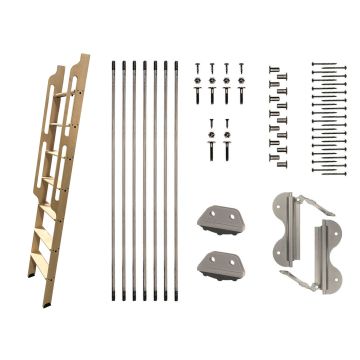 Quiet Glide 20"W Fixed Stationary Mount Loft and Bunk Ladder - Satin Nickel