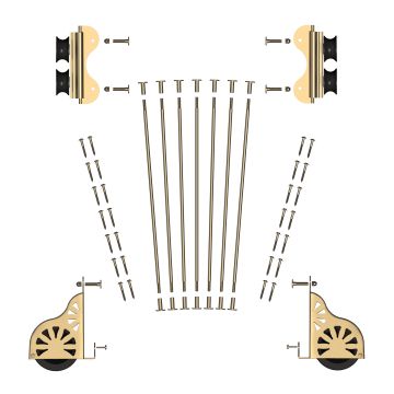 Rolling Braking Standard Wheel 16"W Library Ladder Hardware Kit - Brushed Satin Brass Finish