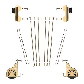 Rolling Hook Braking Standard Wheel 20"W Library Ladder Hardware Kit  - Brushed Satin Brass Finish