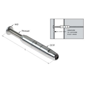 Feeney 9908-PKG 1/8" Quick Connect Internal Thread Adjuster - 2" Bolt