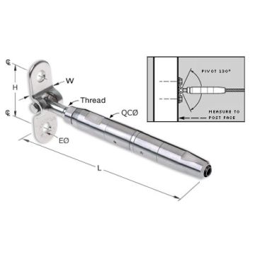 Feeney 9913W-PKG 1/8" Quick Connect Surface Mount Swivel Turnbuckle