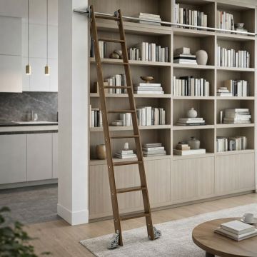 Quiet Glide Custom 20"W Library Ladder Kit - Chrome