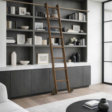 Quiet Glide Custom 20"W Library Ladder Kit - Hammered Antique Brass