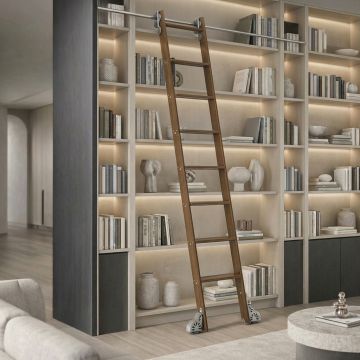 Quiet Glide Custom 16"W Library Ladder Kit - Chrome