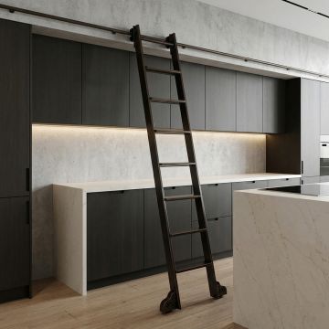 Quiet Glide Custom 16"W Library Ladder Kit - Oil Rubbed Bronze