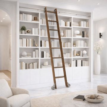 Quiet Glide Custom 20"W Library Ladder Kit - Satin Nickel