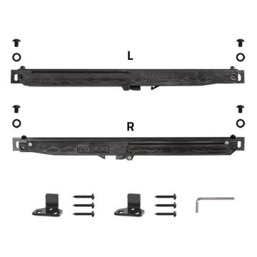 Quiet Glide NT140008W08SC Black Soft Closed Hook Strap Rolling Barn Door Hardware Kit with 5" Wheel