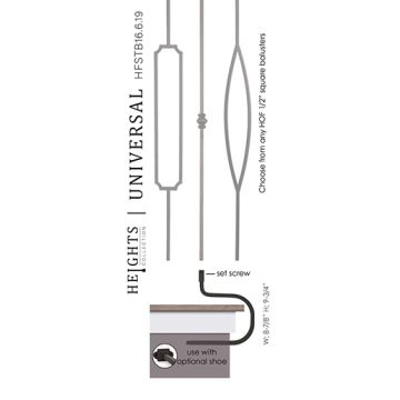 House of Forgings HFSTB16.6.19  Universal Side Mount for 1/2" Square Balusters - Satin Black