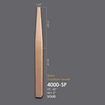 House of Forgings 4000-SP - 3" Stabilizer Newel - 43"H - Red Oak
