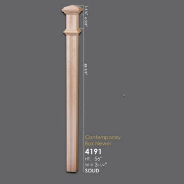 House of Forgings 4191 - 3-1/4" Contemporary Box Newel - 56"H - Red Oak
