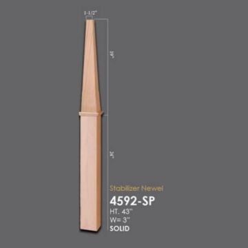 House of Forgings 4592-SP - 3" Stabilizer Newel - 43"H - Red Oak
