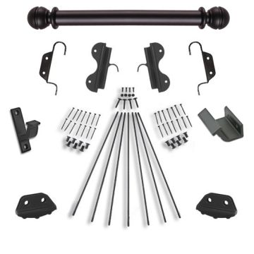 Quiet Glide Rolling 16"W Non-Rolling Library Ladder with Non-Skid Feet (Hardware Only) Kit - Black Finish