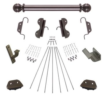 Quiet Glide Rolling 16"W Non-Rolling Library Ladder with Non-Skid Feet (Hardware Only) Kit - Oil Rubbed Bronze