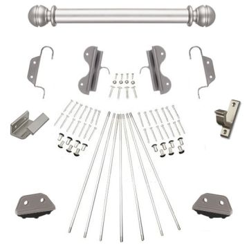 Quiet Glide Rolling 16"W Non-Rolling Library Ladder with Non-Skid Feet (Hardware Only) Kit - Satin Nickel Finish