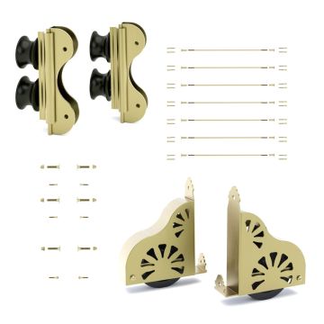 Quiet Glide Rolling Library Ladder Hardware Kit (Build Your Own Ladder) - Brushed Satin Brass