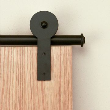 Quiet Glide QG.1310.ERS.08-6S American Home Collection Rolling Door Kit with Round Stick Hardware Short Bracket Kit and Black Finish