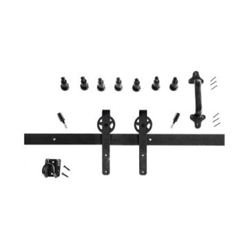 Quiet Glide HPIDHP5000KS Heavy Duty Barn Door Mini Strap Style Hardware Kit - Black Finish