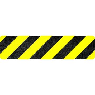 Sure-Foot 84617 Black & Yellow Hazard 6" x 24" Master Stop Anti-Slip Abrasive Tread Strips - 50 Strips