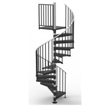 48"D Classic Iron Non-Code Spiral Stair Kit - Primed Steel - 85" - 152"