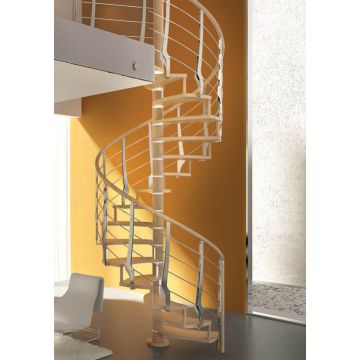 Rintal Trio Multiblade Natural Finish Spiral Stair - 68-1/2" Diameter - 107-1/4" - 122" Height Range
